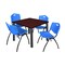 Kee Kee Square Table & Chair Set, 36 W, 36 L, 29 H, Wood, Metal, Plastic Top TB3636MHBPBK47BE - alternate 1